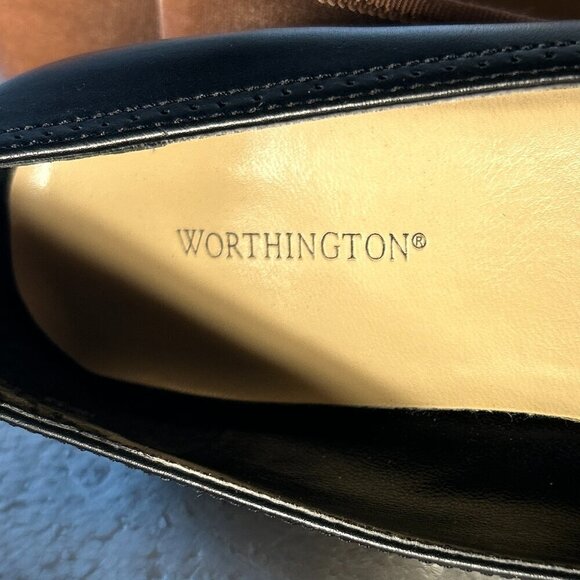 Worthington SZ 7.5 Natalie Black Leather Ballet Flats Classic Wardrobe Staple - Picture 8 of 9